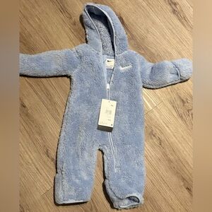 Nike Plush Light Blue Hooded Footie